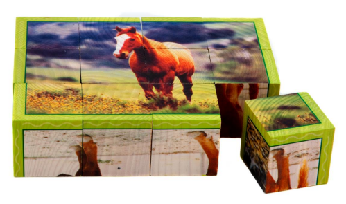 Stages Learning horse wooden cube puzzle