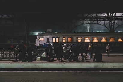 People waiting for a train in Lviv, Ukraine