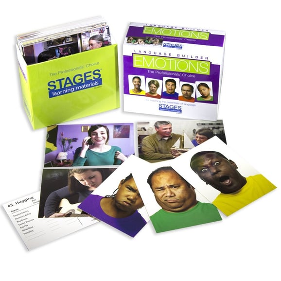 Stages Learning Language Builder emotion cards box and sample cards