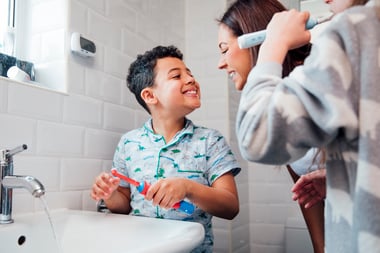 boy with autism brushing teeth