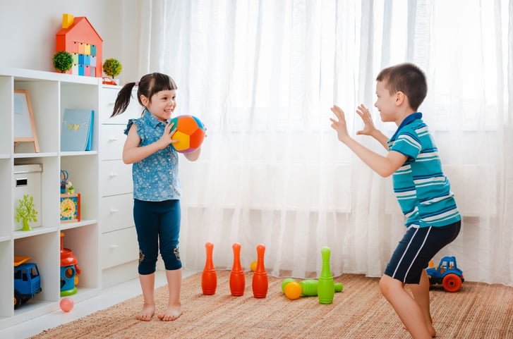 two children with autism playing ice breaker games