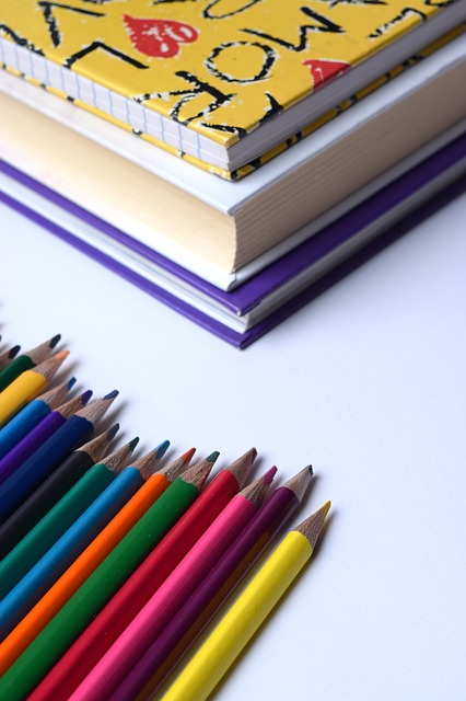 books and colored pencils for back to school 